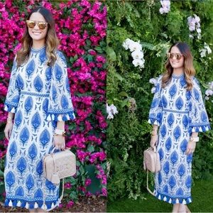 Alice McCall Memphis Blue Floral Garden Party Tassel Midi Dress Size 4